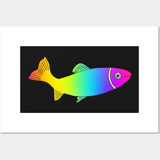 RAINBOW TROUT - Cute Fish in Bright Rainbow Colors Wall Art by VegShop